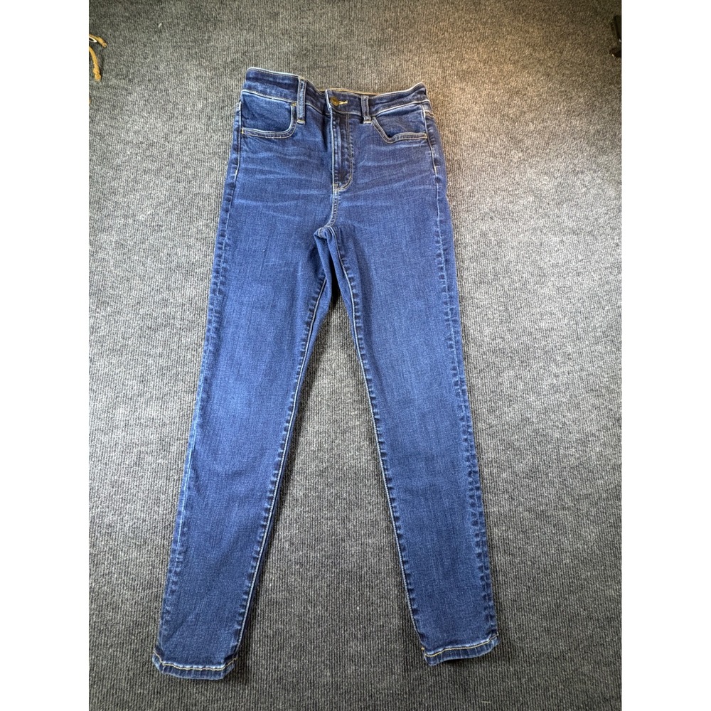 American Eagle Womens High Rise Next Level Stretch Skinny Jeans Blue‎ 8 Short